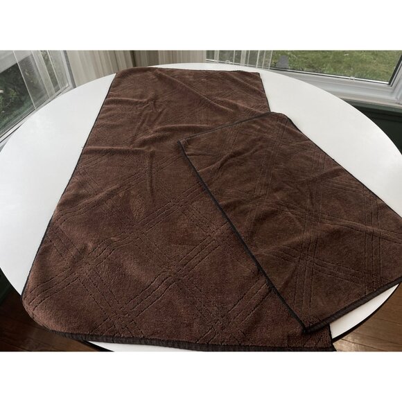 Vintage 1980s towels, plush bath + hand towel set, chocolate brown - Picture 2 of 9